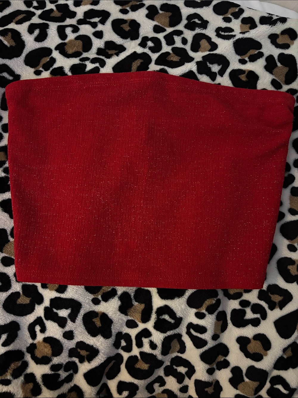 Forever 21 Red Sparkle Strapless Tube Top